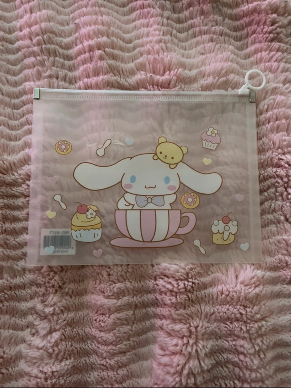 Sanrio Cinnamoroll Pink Clear Pouch with Cupcake Design